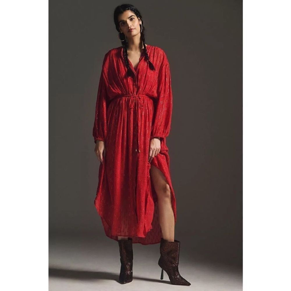 Anthropologie Allene Shimmer Maxi Dress S